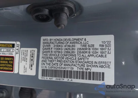 2022 Honda Cr-V Awd Ex from USA, damaged, VIN 5J6RW2H53NA017159